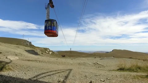 21 June 2018 Bucegi Romania Cable car leaving from Busteni plateau Stock Footage 102225865