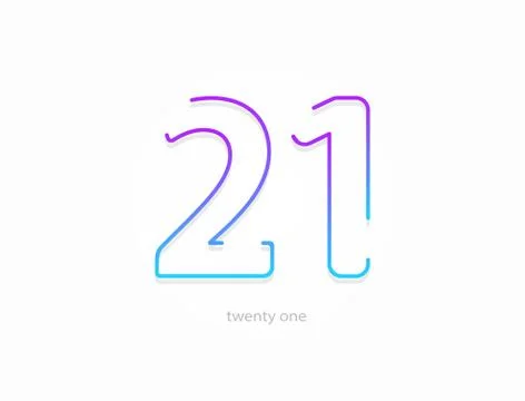 21 number, modern gradient font alphabet. Trendy, dynamic creative style desi Stock Illustration