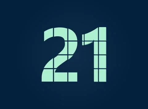 21 number, vector desing font.  Made of knife cut. For logo, brand label, des Stock Illustration