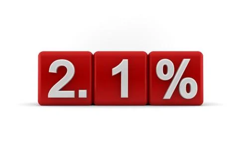 2.1 percent embossed on red cubes Stock Illustration