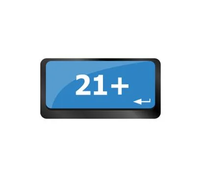 21 plus button on computer keyboard keys Stock Illustration
