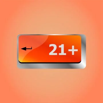 21 plus button on computer keyboard keys Illustrazione stock