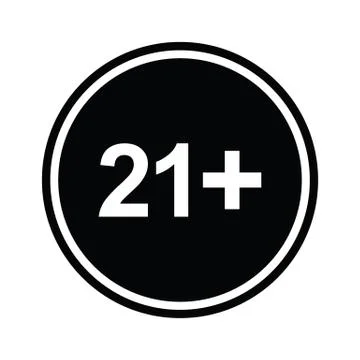21 plus icon. black vector 21 + plus sign Stock Illustration