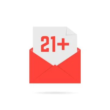21 plus icon in open letter isolated on white Stock Illustration