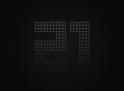 21 vector number made of metal chain link fence. For logo, brand label, desig Stock Illustration