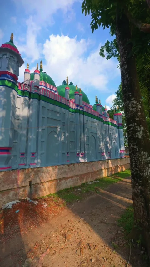 21 Vertical Pan of Mosque Rear Under Evening Tree Shade - June 13, 2025 Stock Footage 313650874