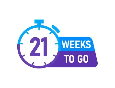 21 Weeks to go labels on white background Stock Illustration