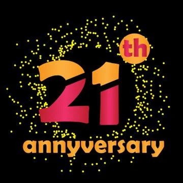 21 Year Anniversary Vector Template Design Illustration - Vector Stock Illustration