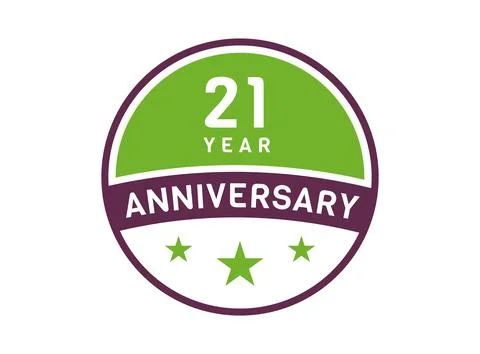 21 years anniversary image, 21 year Anniversary logo isolated on white back.. Stock Illustration