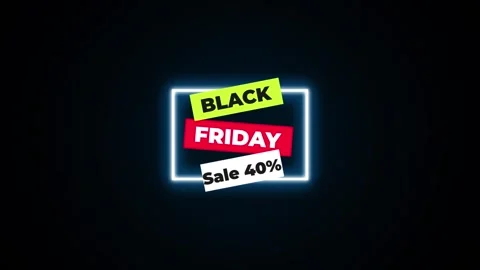 210 Animation Text Label Banner Neon Black Friday Sale 40 库存影片 301716928