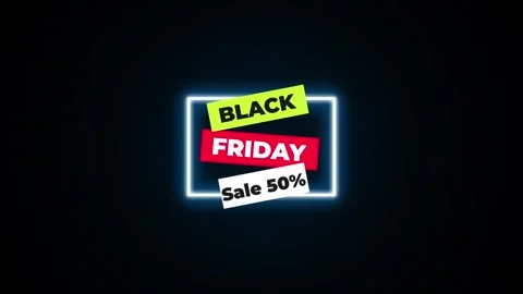 210 Animation Text Label Banner Neon Black Friday Sale 50 库存影片 301716932