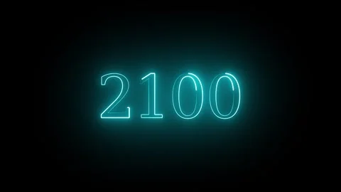 2100 neon line text. Abstract 2100 neon text animation ,For neon color Glow.. Stockbeeldmateriaal 337831531