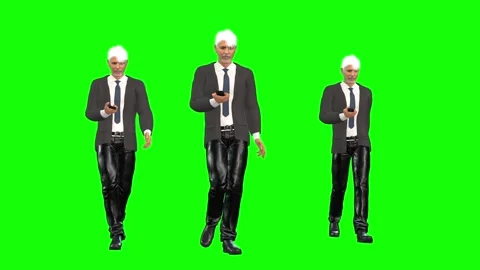 2108- HD-Internet  Three animated  business men walk and send mobile message Stock Footage 163944489