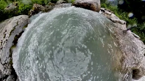 210805c Alpine torrent close up view - fisheye 360 effect Stock Footage 159206540