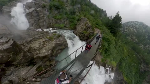 210805e Alpine Waterfall close up view from bridge Stock Footage 159206166