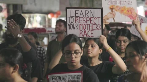 21/08/24:Protest erupts demanding Justice for Rape Of Medical Student in Kolkata Stock Footage 282443601