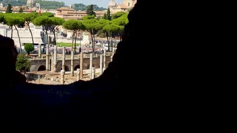 21091203 Ancient Rome - View of ancients trajan market moving trough a windows Stock Footage 160837285