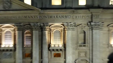 210922e Rome, St. peter's square at night close-up to wide view Stock Footage 161409215