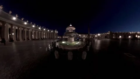 210922k2 Rome St Peter square at dusk around the fountain ultra wide angle Stock Footage 161417656