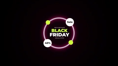 211 Animation Text Label Banner Neon Black Friday Sale 40 Video stock 301717015