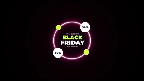211 Animation Text Label Banner Neon Black Friday Sale 50 Vidéo 301717019
