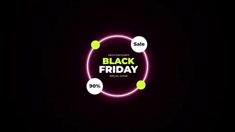 211 Animation Text Label Banner Neon Black Friday Sale 90 库存影片 301717037