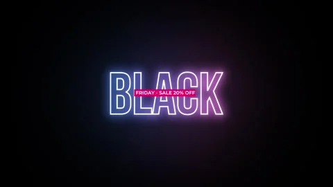 213 Animation Text Label Banner Neon Black Friday Sale 20 Video stock 301717405