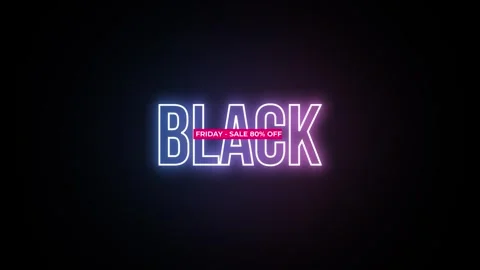 213 Animation Text Label Banner Neon Black Friday Sale 80 库存影片 301717622