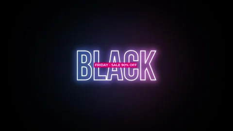 213 Animation Text Label Banner Neon Black Friday Sale 90 库存影片 301717666