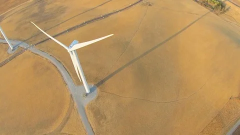 2.136 Fairfield Windmills Flying Forward High Over Windmill 000906 Stock Footage 90257566
