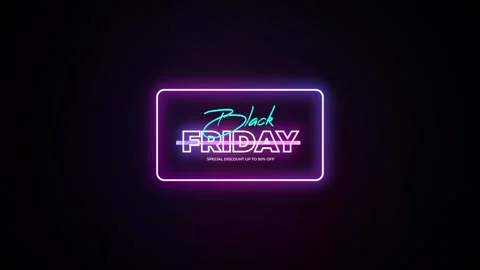 214 Animation Text Label Banner Neon Black Friday Sale 50 库存影片 301717786