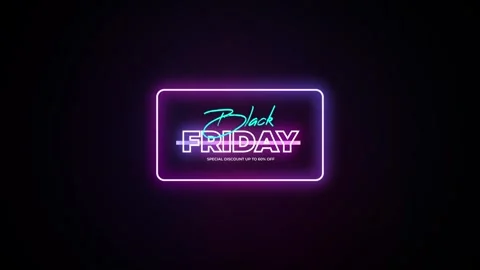 214 Animation Text Label Banner Neon Black Friday Sale 60 库存影片 301718144