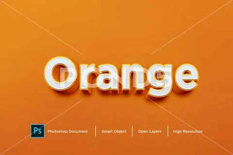 215 orange 3d text effect Design Photoshop Layer Style Modello PSD