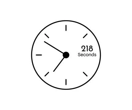 218 seconds Countdown modern Timer icon. Stopwatch and time measurement ima.. Stock Illustration