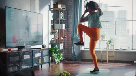 22 32 101 Female Repeat Exercises For Video Tutorial Stock Footage 197419172