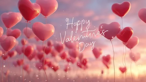 22 46 Red and pink balloons forming heart shapes floating in romant 919f1d74 Stock Footage 318235182