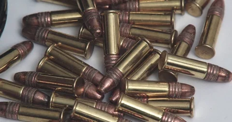 .22 Caliber Ammunition Bullets Stock Footage 85201646
