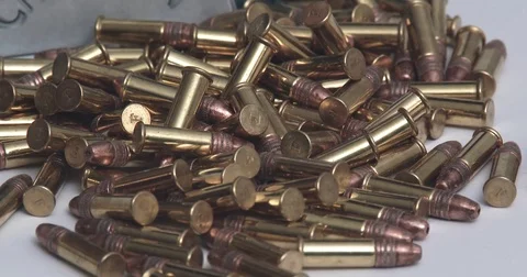 .22 Caliber Ammunition Bullets Stock Footage 85202404