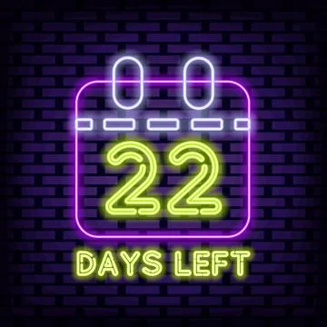 22 Days Left Neon quote. Neon script. Neon text. イラスト素材