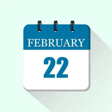 22 February Vector flat daily calendar icon. Date and month. Ilustração Stock