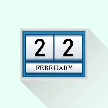 22 February Vector flat daily calendar icon. Date and month. Stock Illustration