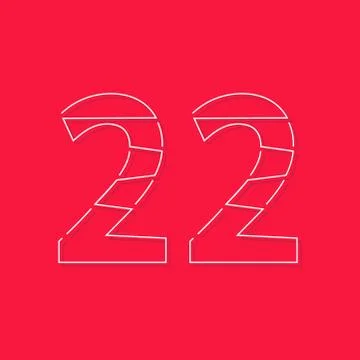 22 font, linear stroke number. Modern trendy, creative style design. For logo Stock Illustration