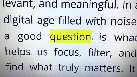 22. Highlighting a word from a text on a computer screen question with yello Stock Footage 306864315