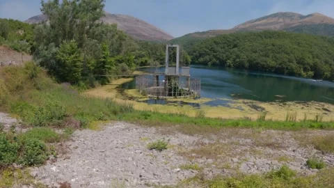 22 July 2024 Algae in lake at outflow of Blue Eye natural spring, Albania Stock Footage 281874868