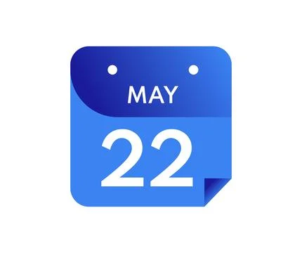 22 May, Single Day in Calendar isolated on white background Stock Illustration