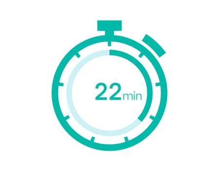 22 minutes timer icon, 22 min digital timer. Clock and watch, timer, countdow Stock Illustration