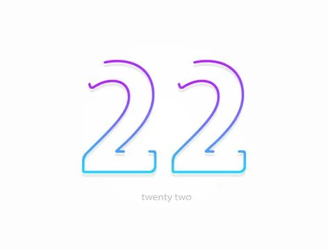 22 number, modern gradient font alphabet. Trendy, dynamic creative style desi Stock Illustration