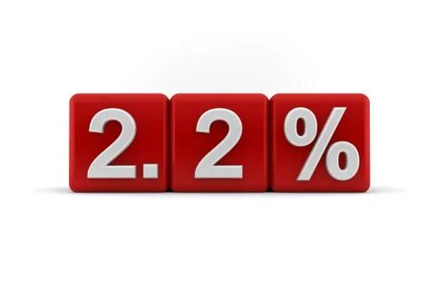 2.2 percent embossed on red cubes Stock Illustration