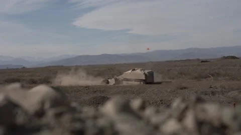2\2 remotely controlled anti tank and anti-personelle mine searching machine Stock Footage 203840173