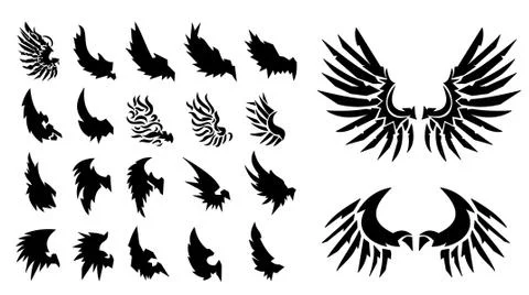 22 set of Wings. Elements for design. Vector illustration. 스톡 일러스트